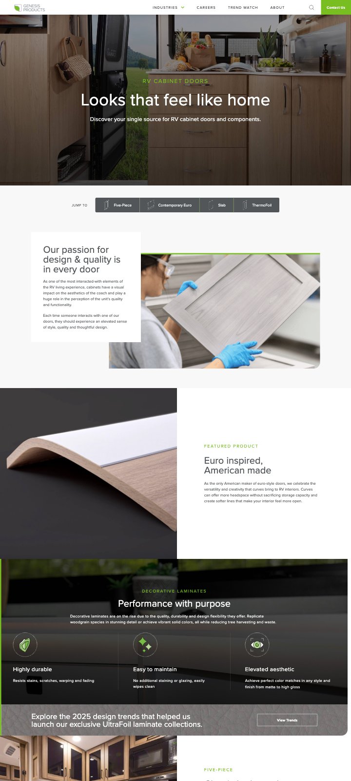RV Cabinet Doors category page template
